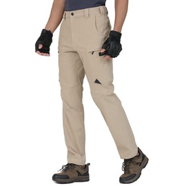 HARD LAND Men's Hiking Pants Lightweight 32" Cargo Tactical Pants for Men Stretch Water Resistant with Cargo Pockets Military Khaki 36