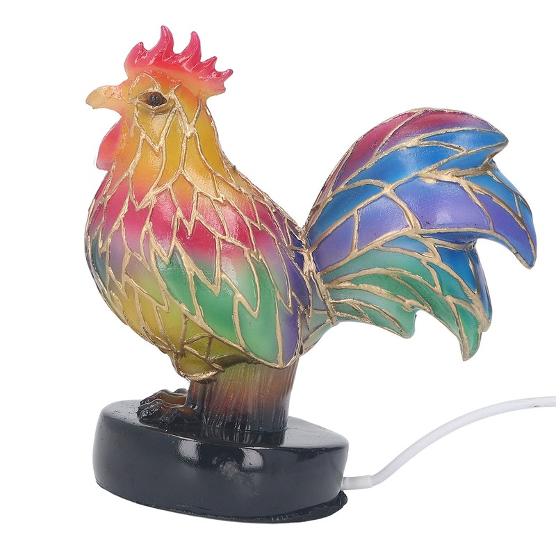 Stained Resin Rooster Table Lamp Night Light LED Animal Night