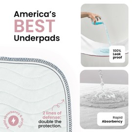 IMPROVIA® Washable Underpads, Heavy Absorbency Reusable Incontinence Pads for Kids, Adults, Elderly, and Pets - Waterproof Protection (White & Pink, 18"x24" (Pack of 4))