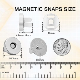 CooBigo 24Sets Magnetic Snaps for Purse Closures 18mm Magnetic Fastener Replacement Kit Magnetic Snaps for Purses and Totes Clothing Bag DIY Craft (Silver)