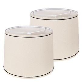 GIGIVOSHA Lamp Shades Set of 2 - Drum Lampshades 11.4" x 12.9" x 9.8" Inches, Fabric Medium Replacement Lampshades for Table Lamp, Floor Lamp, Assembly Required, Spider,Linen