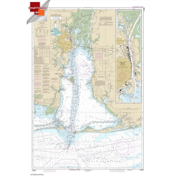 Paradise Cay Publications, Inc. NOAA Chart 11376: Mobile Bay Mobile Ship Channel-Northern End 21.00 x 30.15 (Small Format Waterproof)