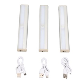 3Pcs Wireless Motion Sensor LED Lights Automatic On and Off USB Rechargeable Motion Sensor Under Cabinet Lights for Cabinets Wardrobes