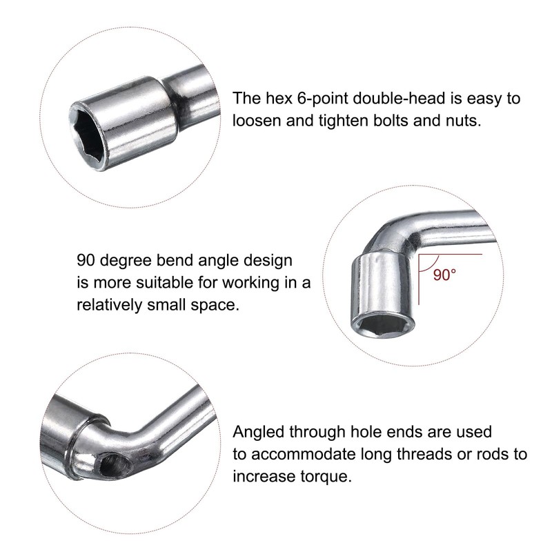 HARFINGTON 5pcs L Shaped Angled Hex Socket Wrench 6/7/8/9/10mm 45#