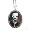 Edgar Allan Poe Necklace Pendant Silver Tone 3D Glasses Pop