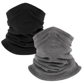 Winter Neck Warmer Gaiter, Soft Fleece Windproof Face Cover Scarf for Outdoor Sports (Black + Grey)