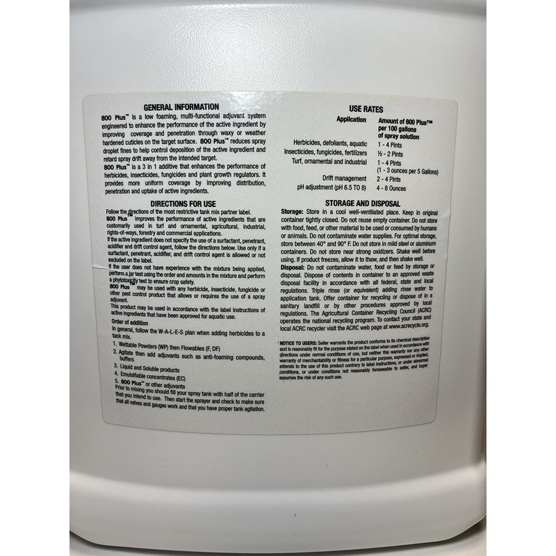 800 Plus (2.5 Gallons) by CNI - Surfactant, Acidifier, Penetrant,