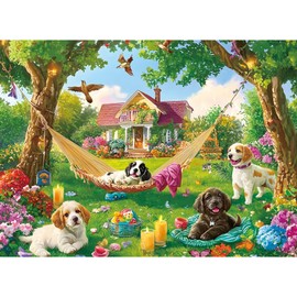 Puzzles for Adults 500 Pieces,Cute Puppy & House Puzzle for Adult,500 Pieces Fun Dogs Jigsaw Puzzles for Kids Adults Seniors Teens,Challenging Family Games Giving Puzzles,20.5x15 in
