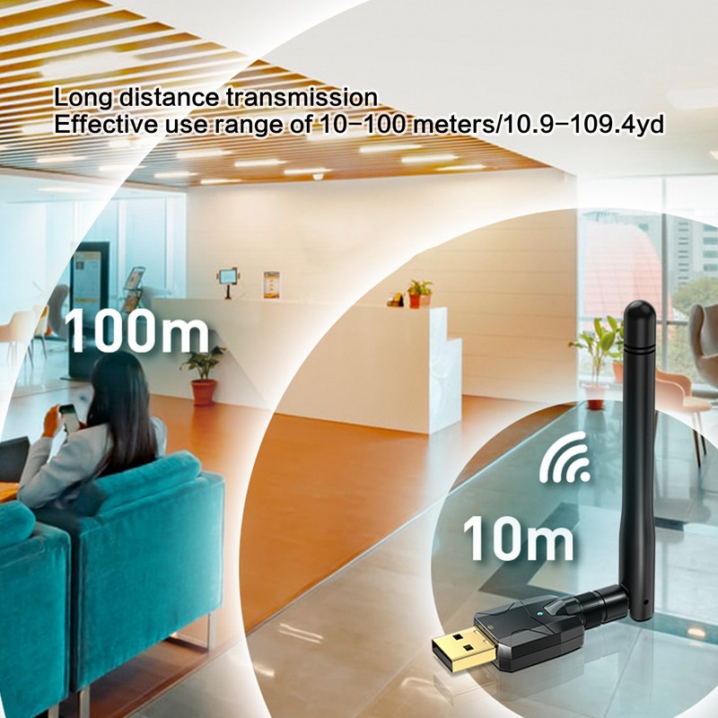 USB Bluetooth 5.1 Adapter for PC Long Range 100M Class
