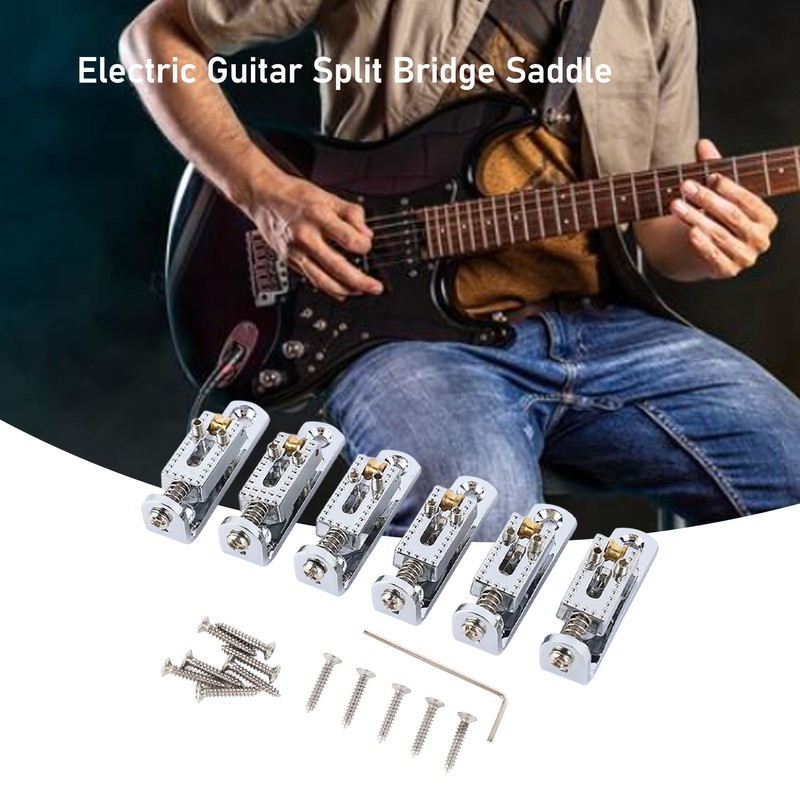 Electric Guitar Split Bridge Saddle Roller Ball String Plate Metal
