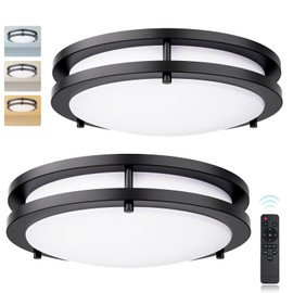 Kalium LED Ceiling Light with Remote 2 Pack 13 Inch Flush Mount Ceiling Light Fixture,24W 3000K-6000K Adjustable Color Temperature,Dimmable Lighting Fixtures for Kitchen Bedroom Hardwired Installation
