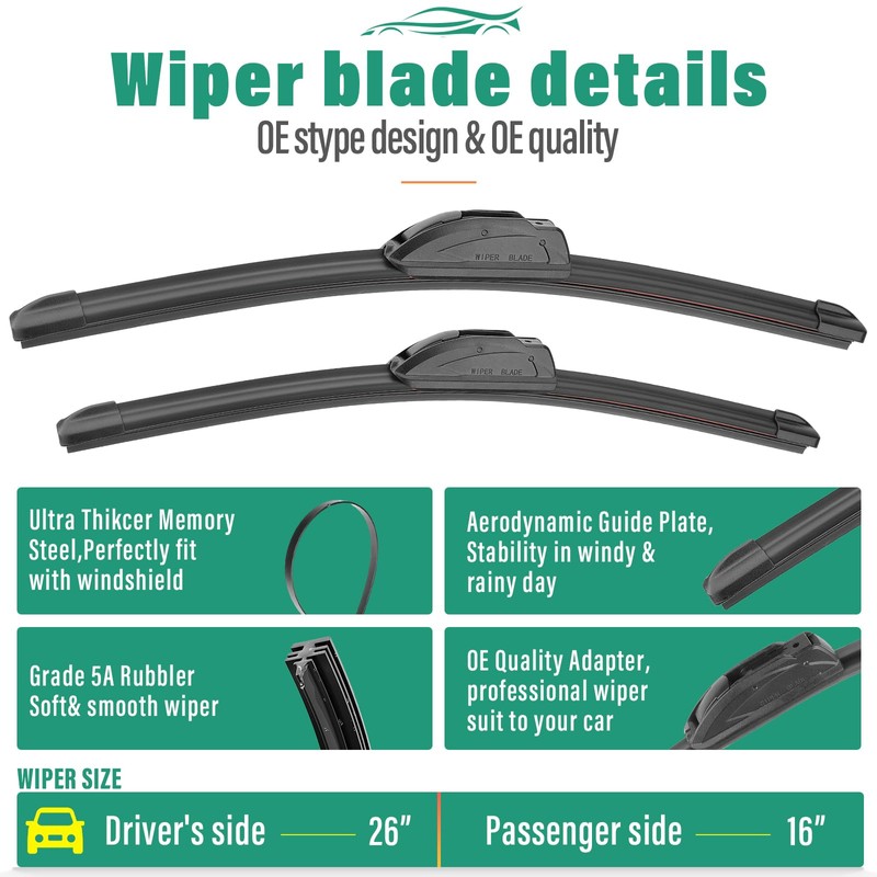 26" 16" 11" Windshield Wiper Blades Replacement for Hyundai Tucson