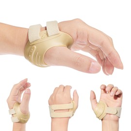 AKSO MEDICOS CMC Thumb Brace - Comfortable Thumb Splint for CMC Joint Pain, Osteoarthritis, Tendonitis, Arthritis, CMC Joint Thumb Arthritis Brace for Women & Men (Left Hand, Medium, Beige)