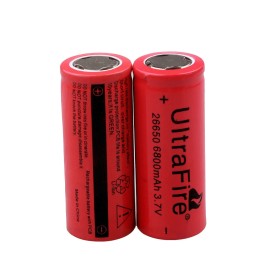 UltraFire 2pcs 26650 Battery UltraFire Li-ion Rechargeable 3.7V Flat Top Batteries Cell