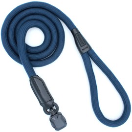 HOOZA: Magnetic Quick Clip: Rope Leash - Blue, Small - 5/8" x 5', Dog Outdoor Accessory, Pet Safety-Walking-Training-Control, Loop Handle, Heavy Duty
