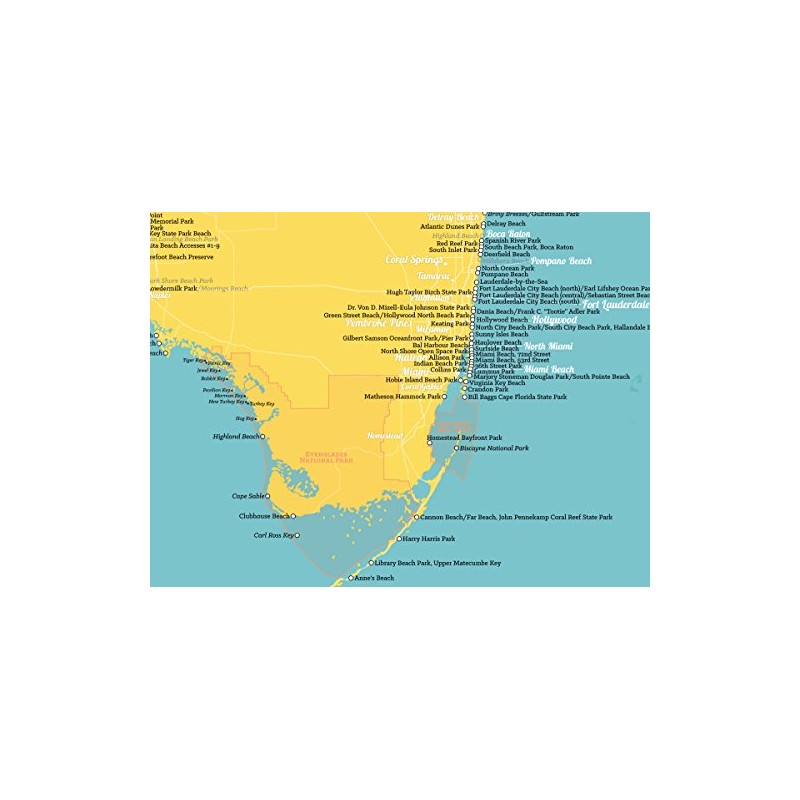 Best Maps Ever Florida Beaches Checklist Map 18x24 Poster (Marigold
