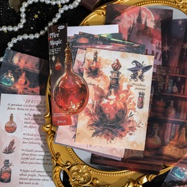 Alideco 180pcs Vintage Enchanted Forest Scrapbooking Paper for Journaling Supplies, Decorative Craft Paper for Junk Journals (mofajiyuan)