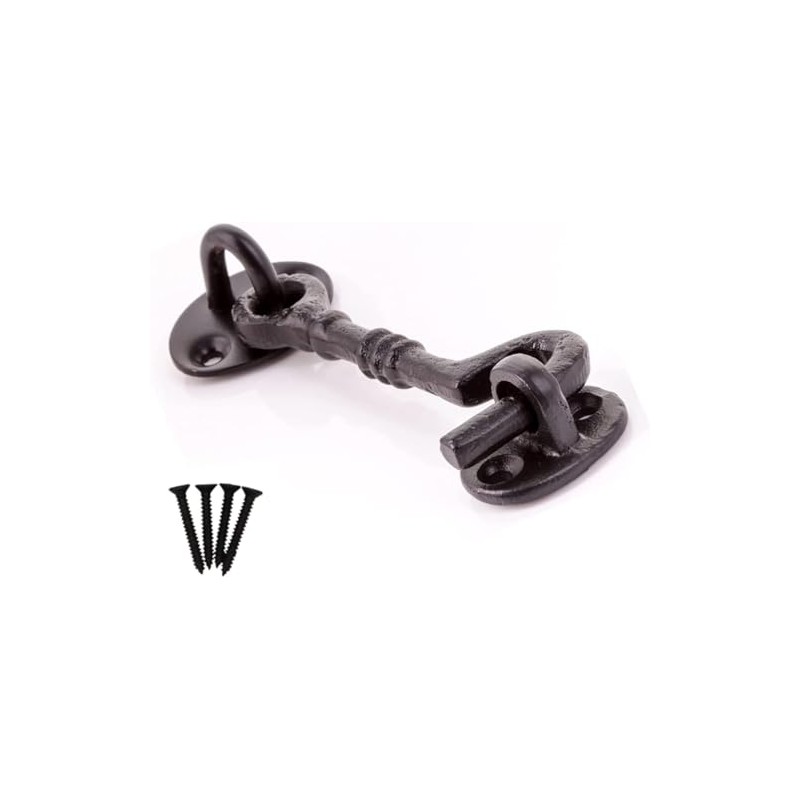 Heavy Duty Black Cabin Hook and Eye 100 mm/4 Inch