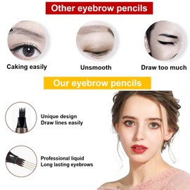 AWCCXMYM 3PCS Gray Brown Eyebrow Pencil Eyebrow Pen - Waterproof Microblading Eyebrow Pen,Long Lasting,Easily Create Natural Eyebrow Makeup