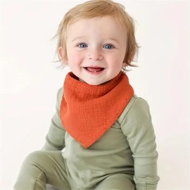 8 PACK Muslin Baby Bibs 6-layer 100% Cotton Unisex Absorbent Adjustable Bandana Drool Bibs for Teething Drooling (Multi&Classic)