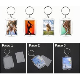 30 Piezas de Llaveros de Acrílico, Marcos para Fotos Transparentes, Llavero Acrílico con Anilla Partida, Inserta tu Foto Personalizada, Para Manualida
