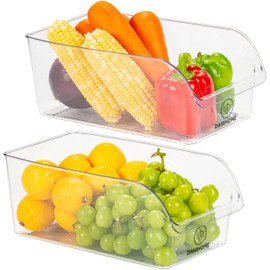DANIHOME® Set of 2 Storage Boxes Kitchen & Kitchen Organiser - Ultimate Solution for Storage Fridge & Kitchen Accessories - Fridge Organiser - LFGB Tested (Transparent)