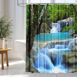 WOWTOY Shower Curtain 3D Digital Printing Home Garden Waterproof Shower Curtain Liner, Quick-Dry Washable Shower Curtain for Shower Stall, Bathroom with 12 Hooks (180 x 200cm, Garden 01)