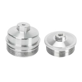 Billet Oil & Fuel Filter 1/8" NPT Port Caps - Compatible with 2003-2007 F-ord Powerstroke Diesel 6.0 F250 F350 F450 F550 6.0L Powerstroke Diesel - Black(Pack of 2)