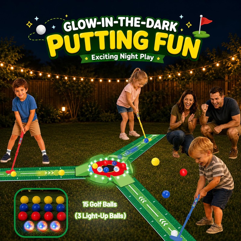 Kids Golf Toys Set, Light Up Golf Putting Indoor Game