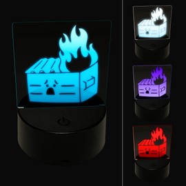 Sniggle Sloth Sad Dumpster Fire 3D Illusion LED Night Light Sign Nightstand Desk Lamp