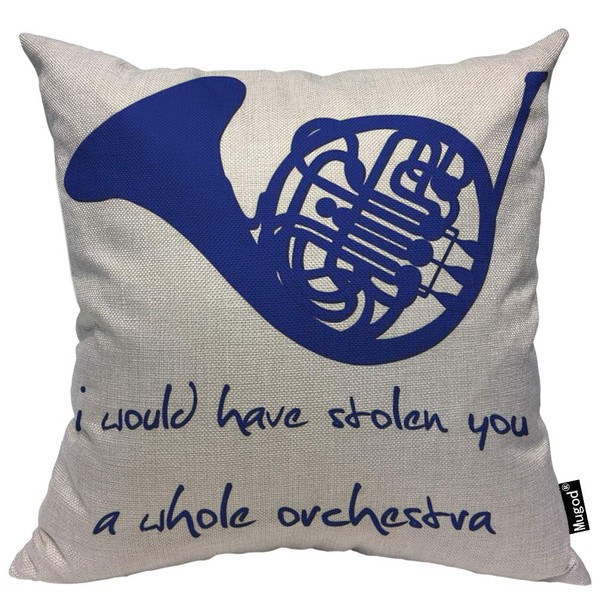 Mugod Blue French Horn Throw Pillow Cover I Would Have