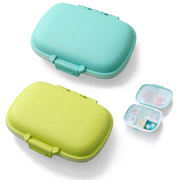 Portable Pill Box with 8 Compartments, Pill Box for Travel, Strong Hold, Moisture Resistant, Suitable for Travel and Home Use