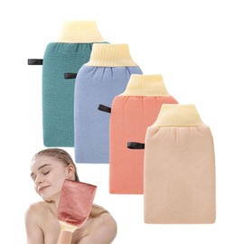 MYGLOAR 4 pezzi di guanti esfolianti coreani, guanti esfolianti per il bagno - guanti esfolianti per il corpo - esfolianti per uomini e donne - guanti esfolianti, esfoliazione, scrub corpo
