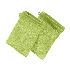 Erwin Müller Karlsruhe Wash Mitt Pack of 2 100% Cotton Apple Green Size 15 x 21 cm Extremely Absorbent, Lightweight, Fluffy Soft, Skin Flattering (Other Colours)
