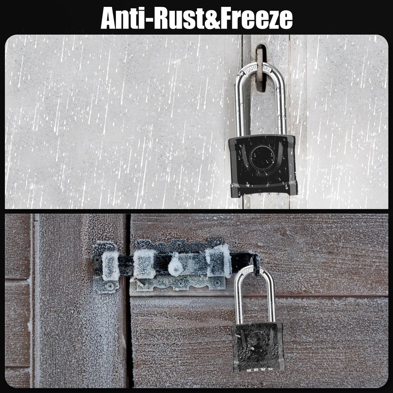 Long Shackle Heavy Duty Outdoor Padlock, One-Key Unlocking, Diyife 4