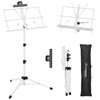 Music Stand, Kasonic 2 in 1 Dual-Use Folding Sheet Music Stand & Desktop Book Stand, Portable and Lightweight with Music Sheet Clip Holder & Carrying Bag Suitable for Instrumental Performance (White)