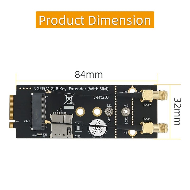 Mustpoint M.2(NGFF) Key B Adapter with SIM Card and Antenna