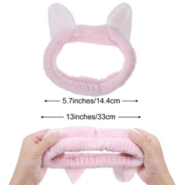 Gsbnjuy 4Pcs Cat Ears Headband Cute Spa Headbands Make Up Plush Cat Hair band Animal Ears Shower Headware Soft Coral Fleece Hair Accessories for Washing Face Skincare Makeup Cosplay Costume