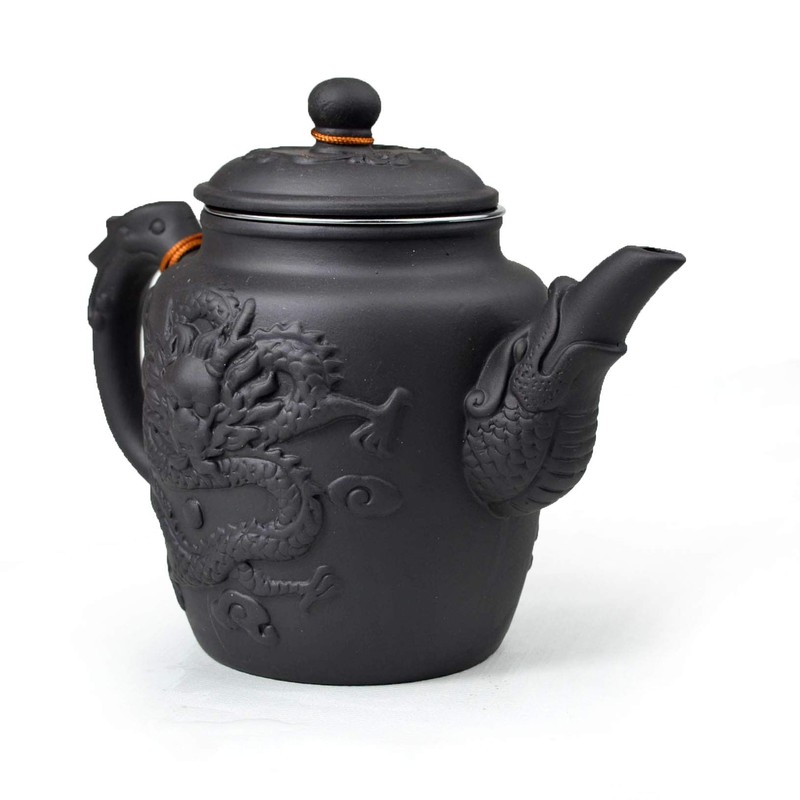 Clay Teapot Chinese Dragon Ceramic Tea Pot 20oz with Stainless
