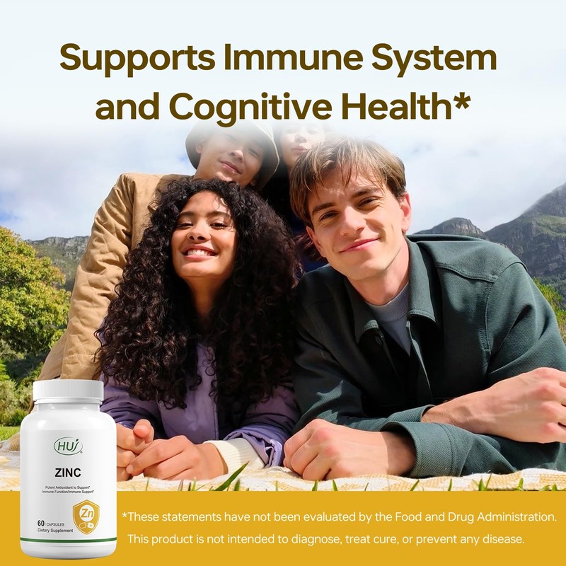 HUJ HUJ Zinc, 60 Capsules, Potent Antioxidant for Immune Support