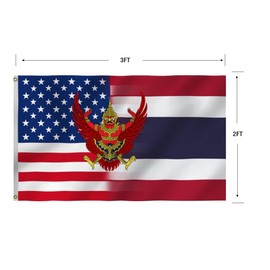 America Thailand Flag 2X3FT, US Thai Friendship Flags,Both Sides Printed, Men Women Banner,Vibrant Colors, Double Stitched with 2 Brass Grommets, Bar Garden Street Decoration, GYM, Office Decor,Indoor Outdoor Use,Gifts. (US-Thai-Z, 2x3ft)