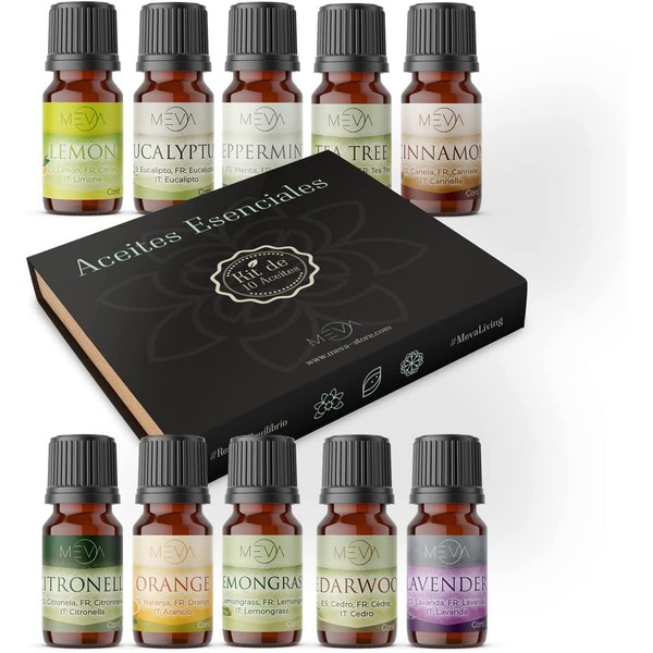 MEVA kit de 10 aceites aromaterapia difusor de aromas humificador spa ambientador esencias