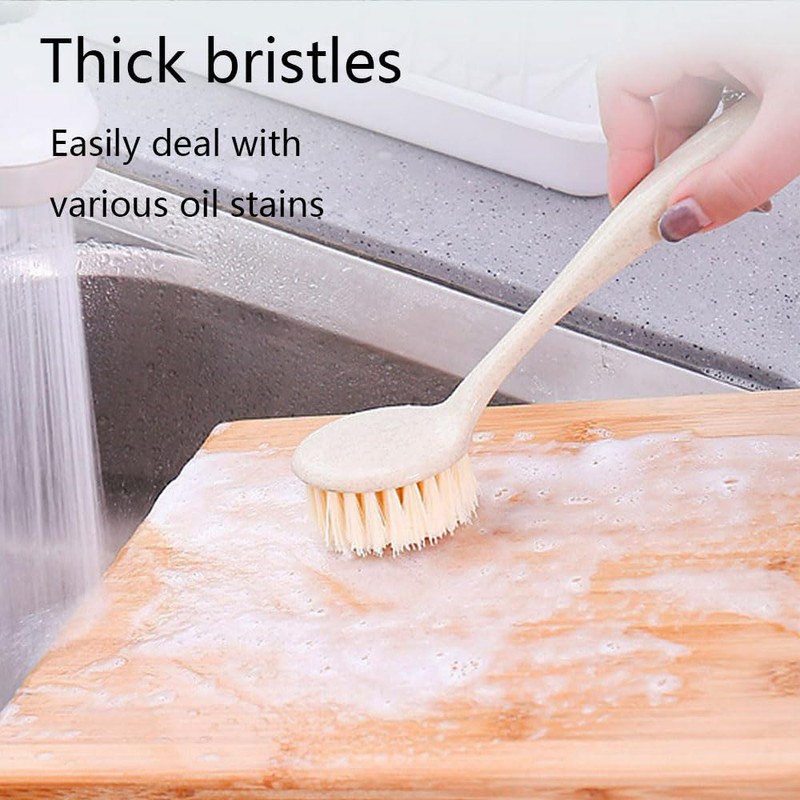 3 Pcs Kitchen Dish Brush Bamboo Handle Dish Scrubber Scrubber