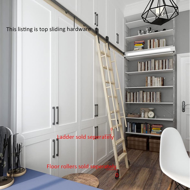 DIYHD 13FT Sliding Library Ladder Hardware Kit,Rustic Black Home Office
