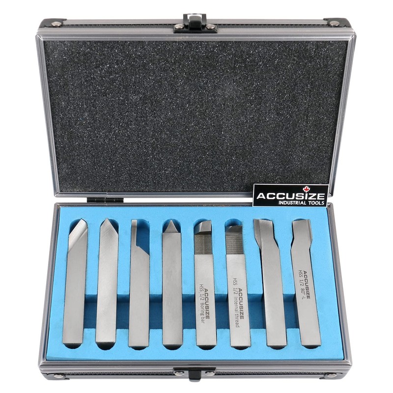 Accusize Industrial Tools 1/2'' 8 Pcs Hss Tool Bit Set,