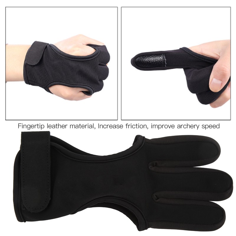 Bow Arrow Finger Guard Competition Archery 3 Fingers Glove Adjustable