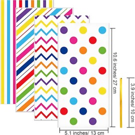 PACKSISTER Colorful Flat Clear Cellophane Treat Bags with Twist Ties for Gift Wrapping, Bakery, Cookie, Candies, Dessert, Baskets Packaging(5"X11",100 Pcs)