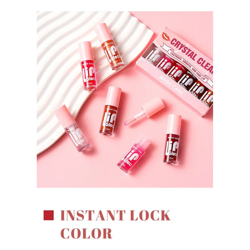 Set De 6 Brillos Labiales Cristal Hidratantes Y Duraderos