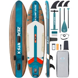 ZLX 10.5 FT Inflatable Stand Up Paddle Board with Accessories SUP Board for All Skill Levels Youth & Adults Wide Stable Non-Slip Deck, Adjustable Paddle, Leash and Carry Bag (Darck Green)