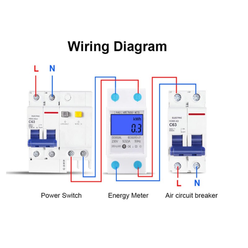 5-32A 50Hz LCD Backlight Single Phase Energy Meter, DDS528L- Electricity